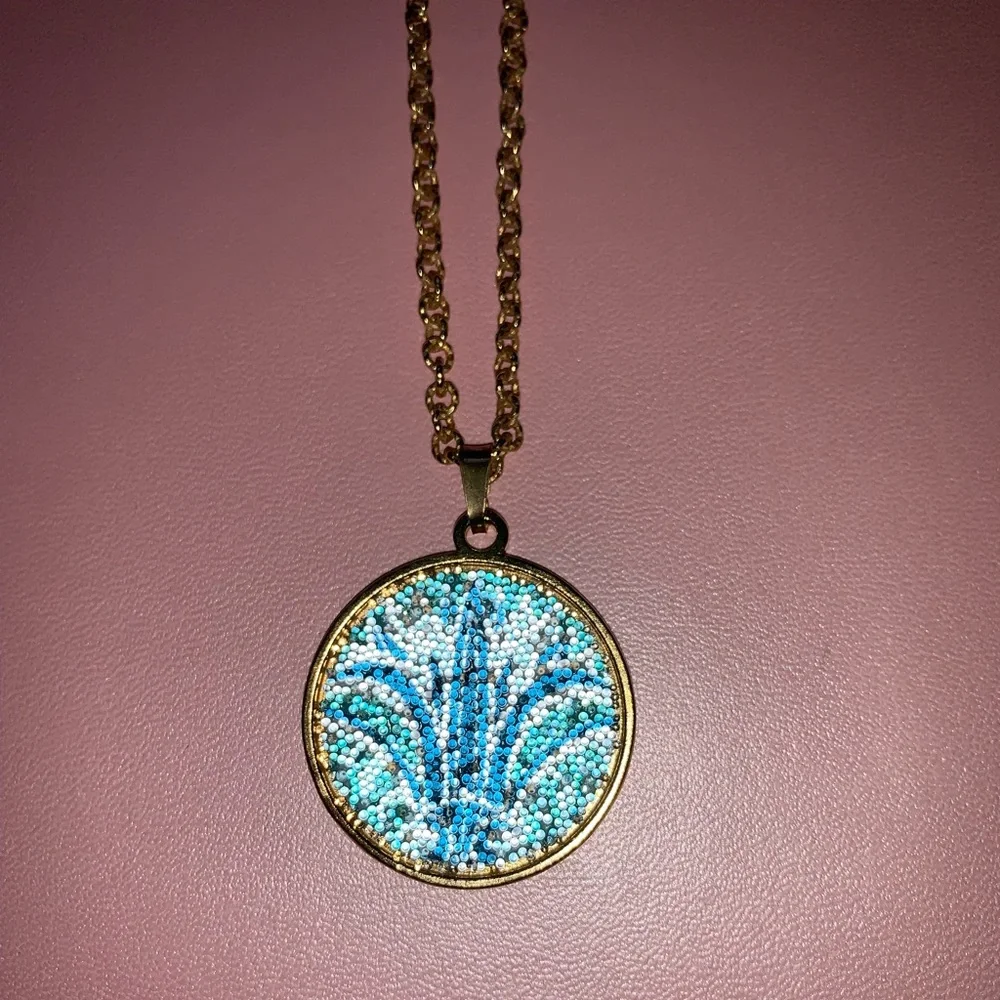 Alex and Ani Blue Lotus Necklace | 14k Gold/Sterling Silver | Swarovski Crystal - Picture 5 of 8